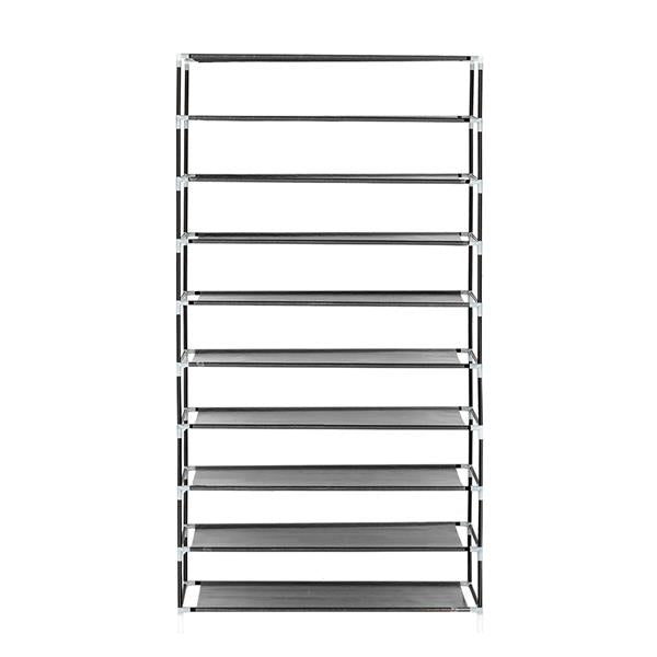 10 Tiers Shoe Rack with Dust proof Cover Closet Shoe Storage Cabinet Organizer Grey