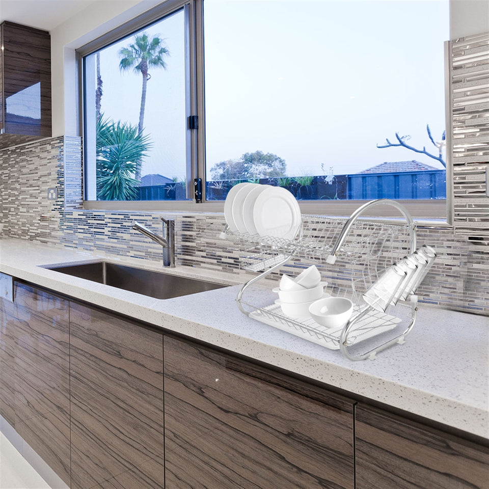 Multifunctional S-shaped two Layers Dish Rack