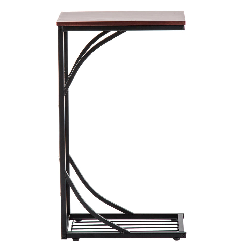 Leaf Pattern Iron Side Table Coffee Table  54x30.5x21cm-Brown