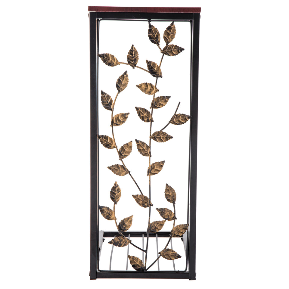 Leaf Pattern Iron Side Table Coffee Table  54x30.5x21cm-Brown