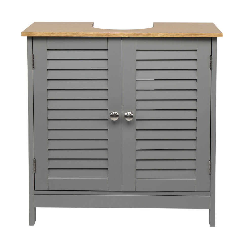 Modern Double Shutter Door MDF Bathroom Sink Cabinet Grey