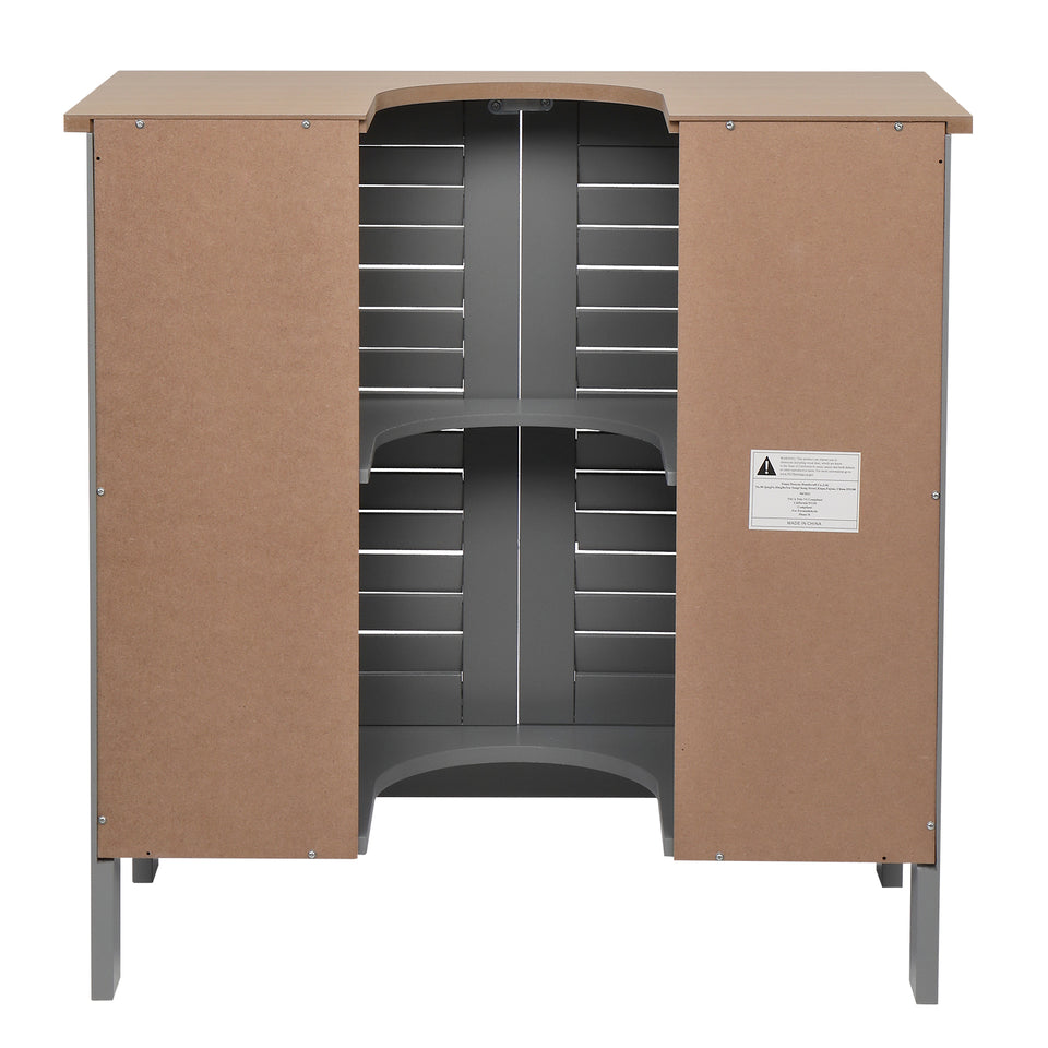 Modern Double Shutter Door MDF Bathroom Sink Cabinet Grey