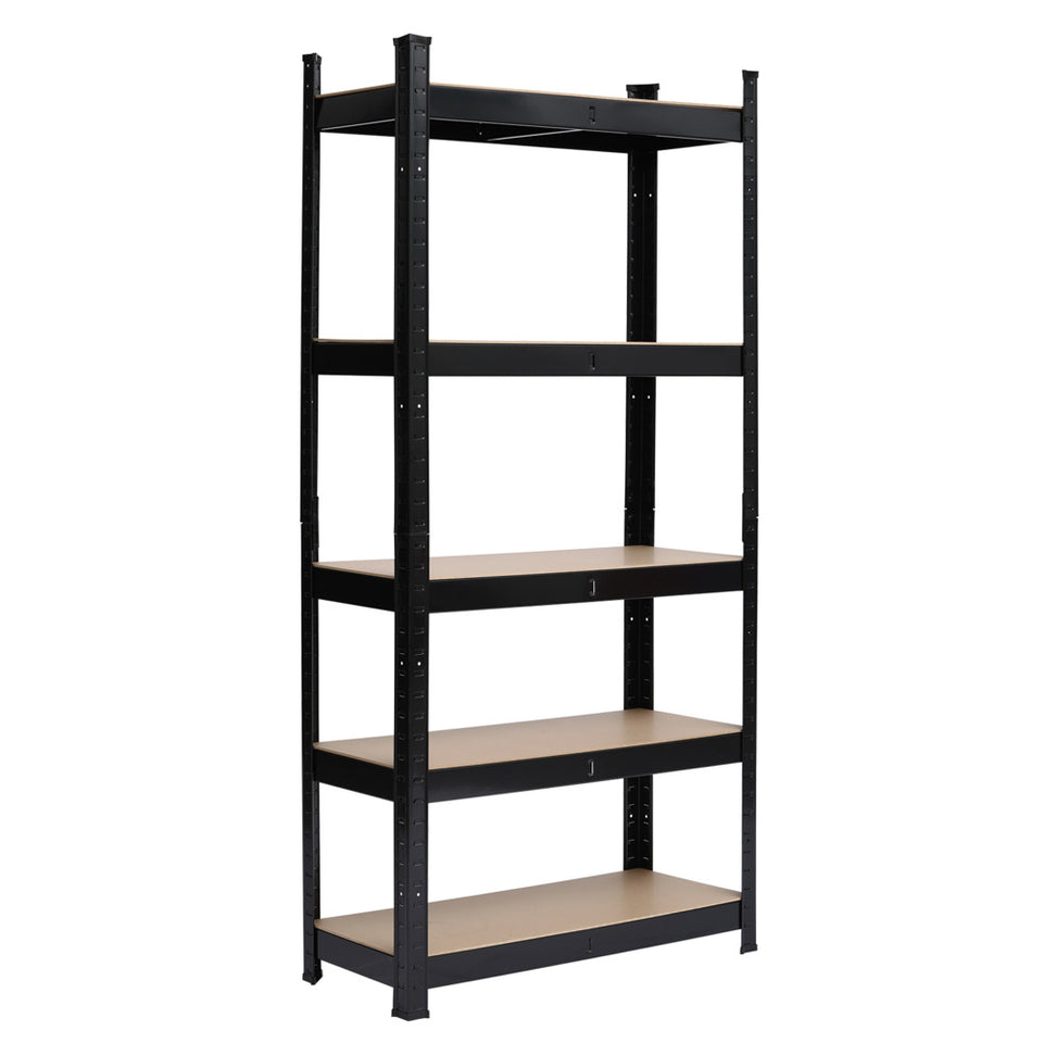 Heavy Duty Black Metal Garage Shelving – 5 Tier Boltless Storage Rack 180cm High
