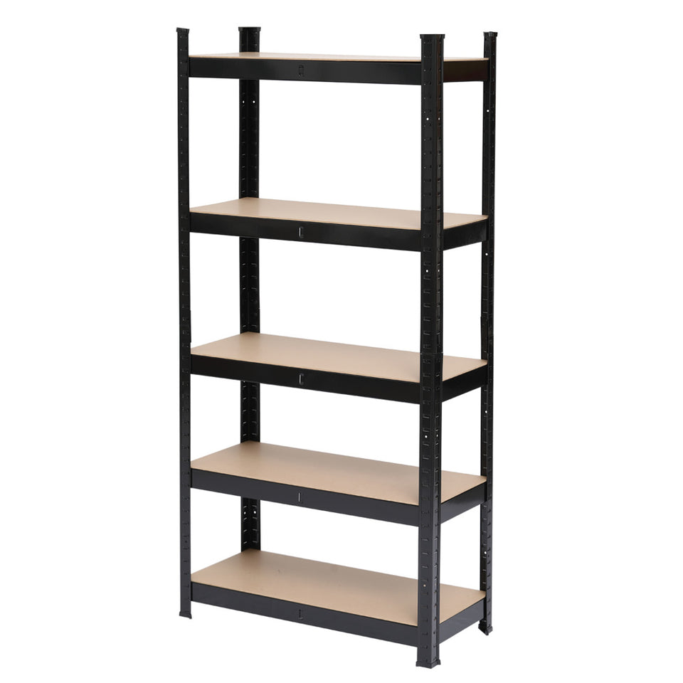 Heavy Duty Black Metal Garage Shelving – 5 Tier Boltless Storage Rack 180cm High