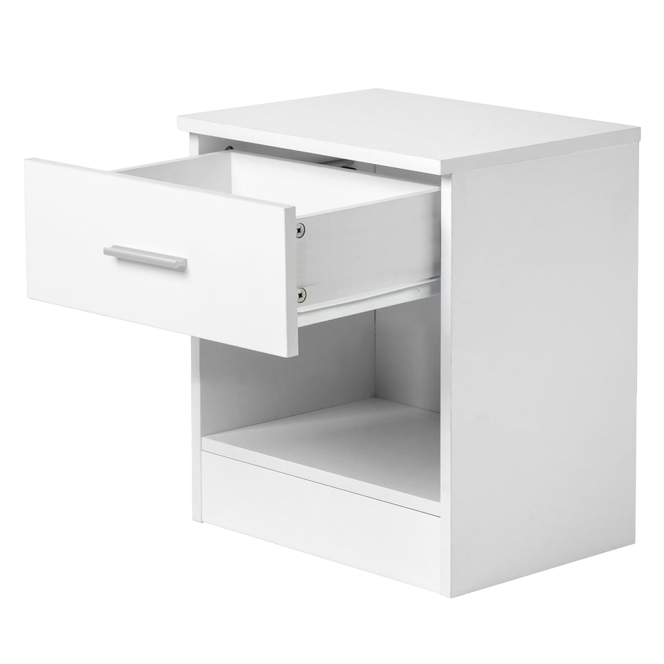 2-Tier Nightstand Bedside Cabinet End Table for Bedroom Home Office White