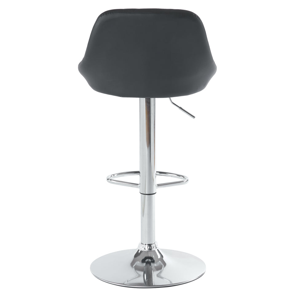 2pcs Adjustable Bar Stools Rhombus Backrest Black PU Leather, No Armrest – Modern High Bar Stools for Kitchen and Bar Counters