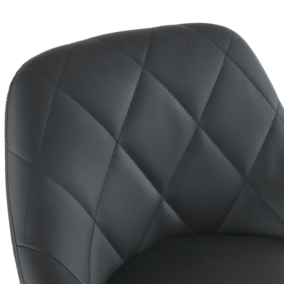 2pcs Adjustable Bar Stools Rhombus Backrest Black PU Leather, No Armrest – Modern High Bar Stools for Kitchen and Bar Counters