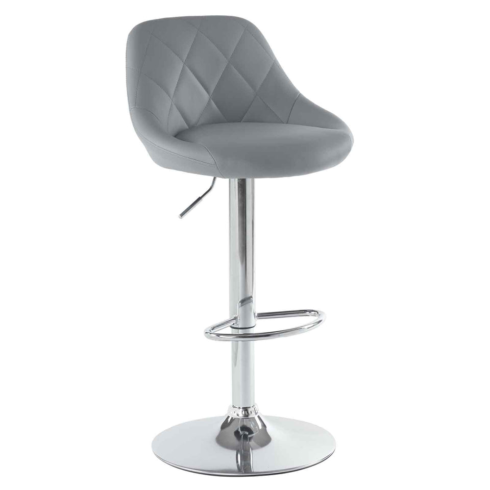 2pcs Adjustable Bar Stools Rhombus Backrest Grey PU Leather No Armrest Modern High Bar Stools for Kitchen and Bar Counters
