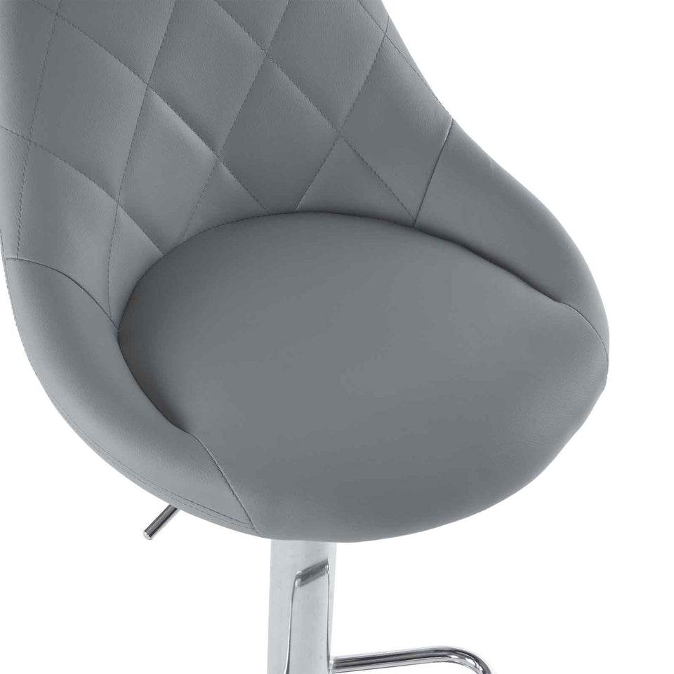 2pcs Adjustable Bar Stools Rhombus Backrest Grey PU Leather No Armrest Modern High Bar Stools for Kitchen and Bar Counters