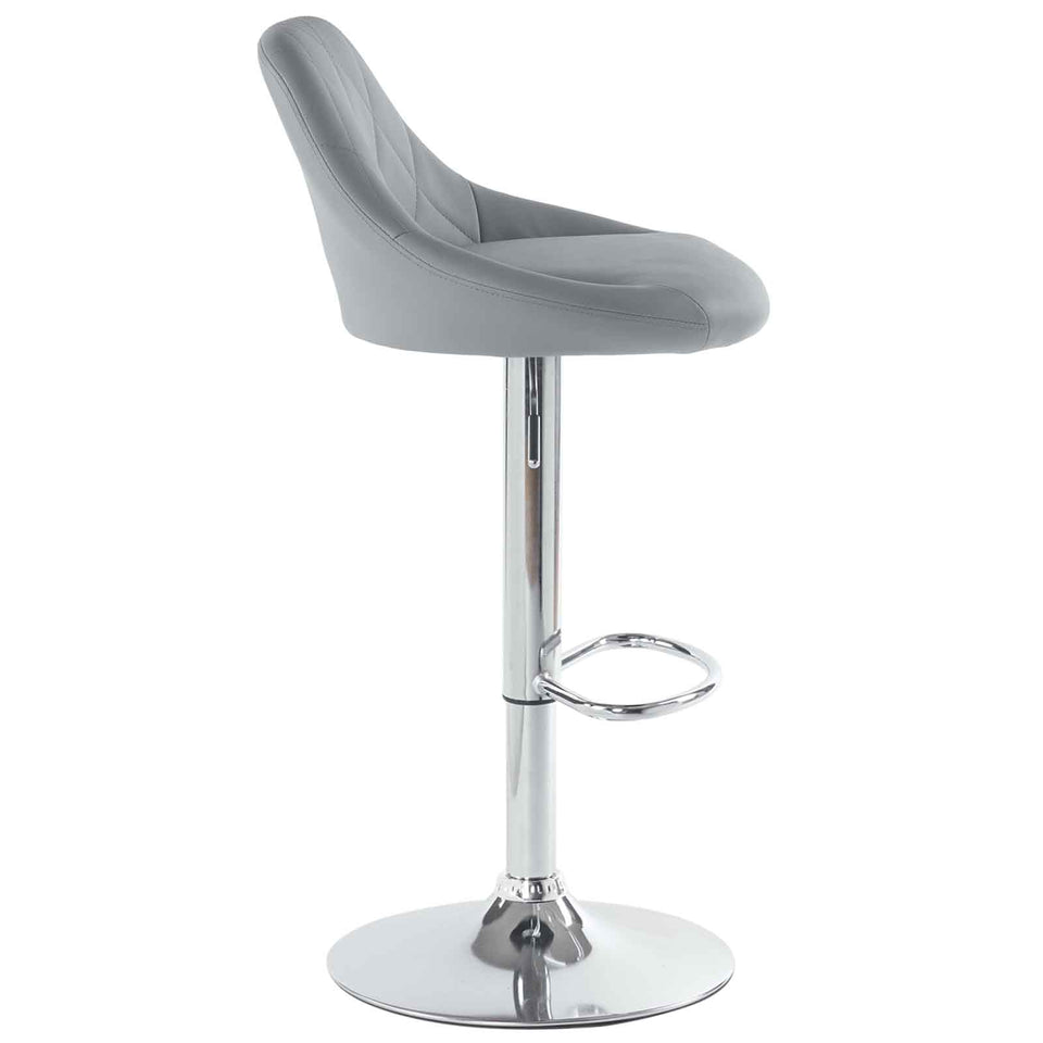 2pcs Adjustable Bar Stools Rhombus Backrest Grey PU Leather No Armrest Modern High Bar Stools for Kitchen and Bar Counters