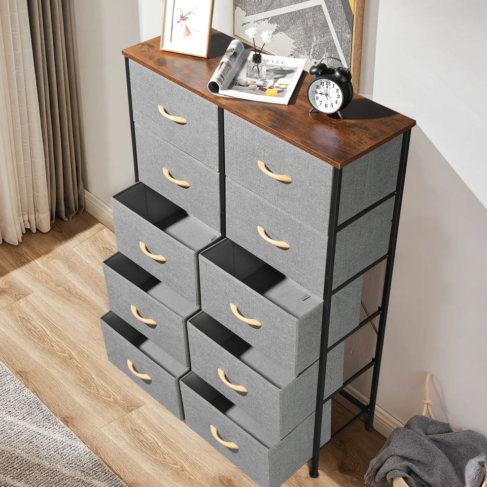 Non-woven storage cabinet with 10 drawers- Grey