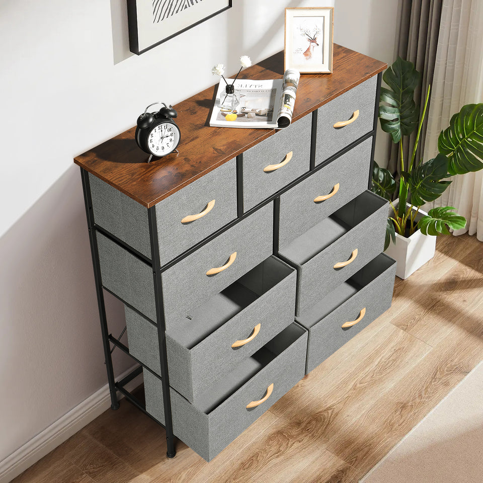 Non-woven storage cabinet with 9 drawers- Grey