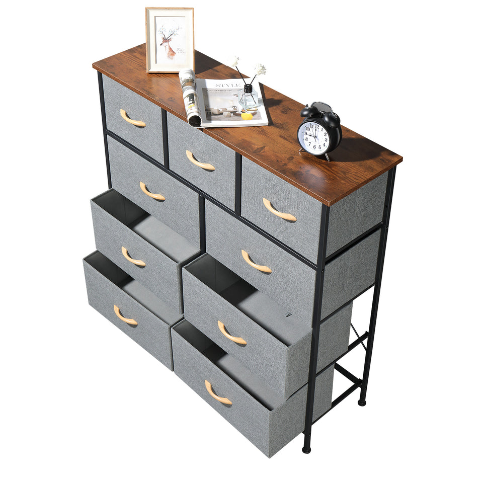 Non-woven storage cabinet with 9 drawers- Grey