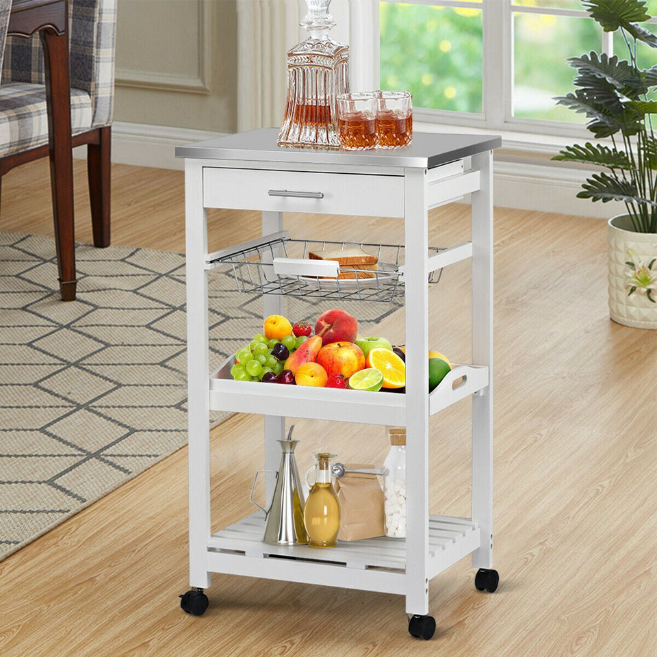 4 Tier Kitchen Serving Trolley with Lockable Wheels-COSTWAY