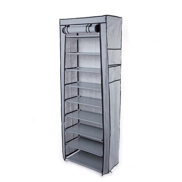 Fashionable Room-saving 9 Lattices Non-woven Fabric Shoe Rack Grey