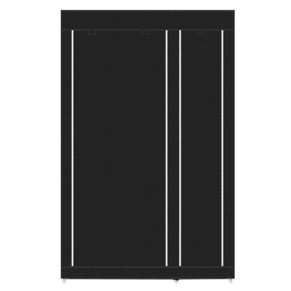 67" Portable Clothes Closet Wardrobe with Non-woven Fabric and Hanging Rod Quick and Easy to Assemble Black