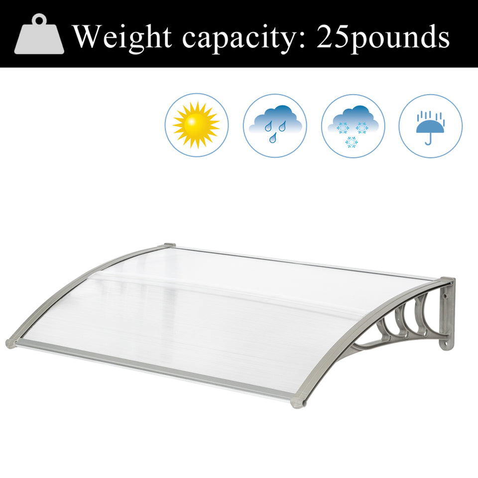 Household Application Door & Window Rain Cover Eaves Canopy White & Grey Bracket- HT-120 x 80