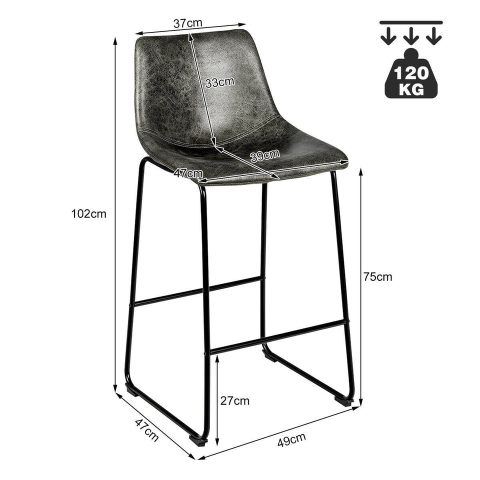Set of 2 Vintage Faux Suede Bar Stools-COSTWAY