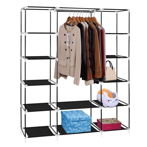 69" Portable Clothes Closet Wardrobe Storage Organizer with Non-Woven Fabric