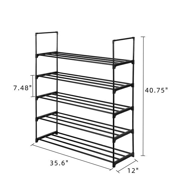 5 Tiers Shoe Rack Shoe Tower Shelf Storage Organizer For Bedroom, Entryway- Black - Lavish Kitchen Isle