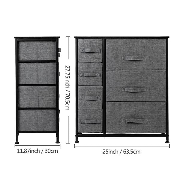 Dresser With 7 Drawers for Bedroom, Hallway, Closet, Office Organization Grey