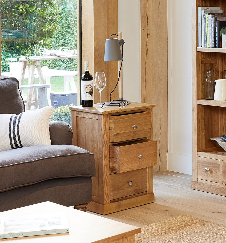Mobel Oak Three Drawer Lamp Table