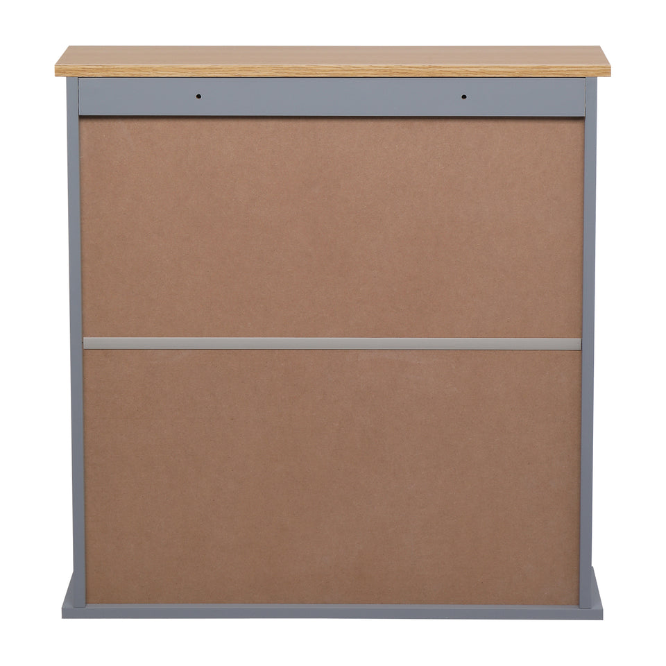 2 Mirror Door 1 Storage Layer MDF Spray Paint Bathroom Wall Cabinet Grey