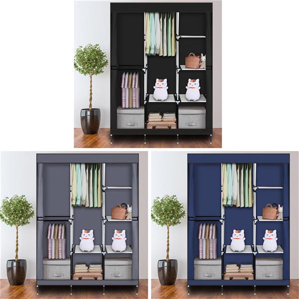 71" Portable Closet Wardrobe Clothes Rack Storage Organiser with Shelf Black