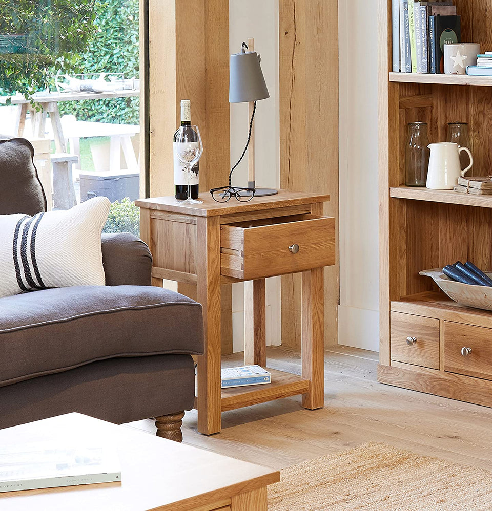 Mobel Oak One Drawer Lamp Table