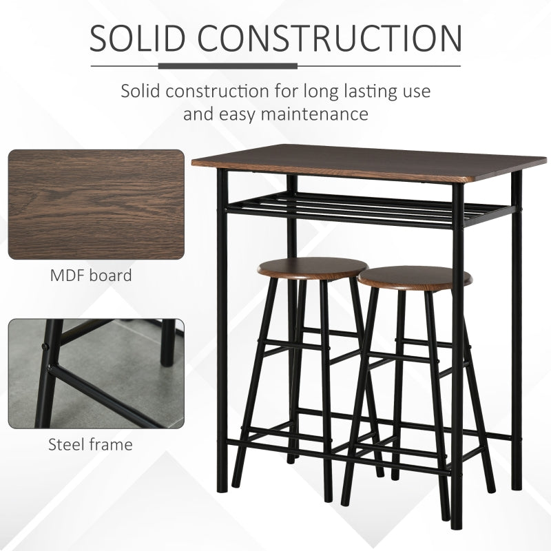 3-Piece Dining Kitchen Set with 1 Table and 2 Matching Chairs for Home Pub Cafe