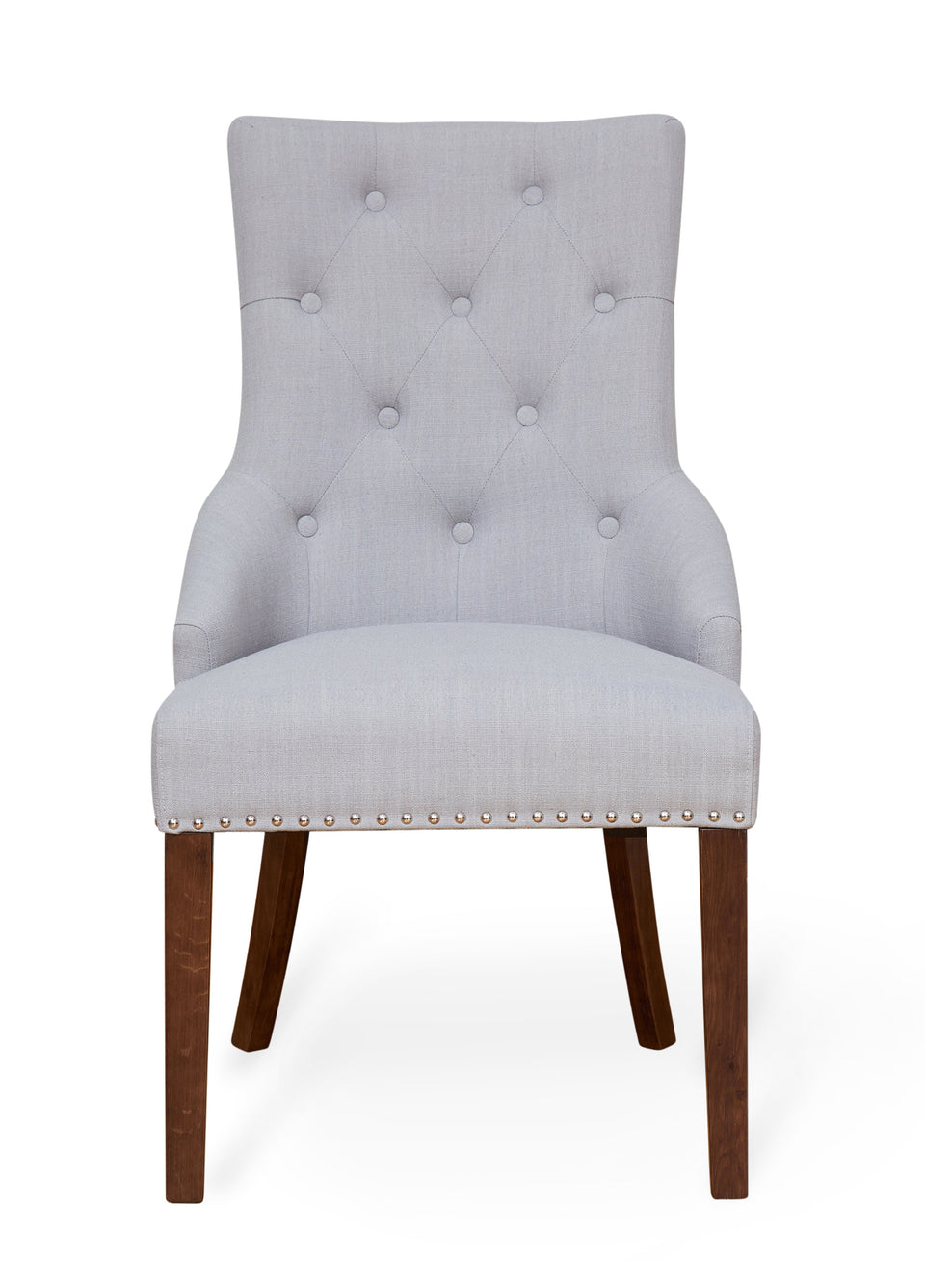 Walnut Accent Narrow Back Upholstered Dining Chair - Grey (Pack Of Two)