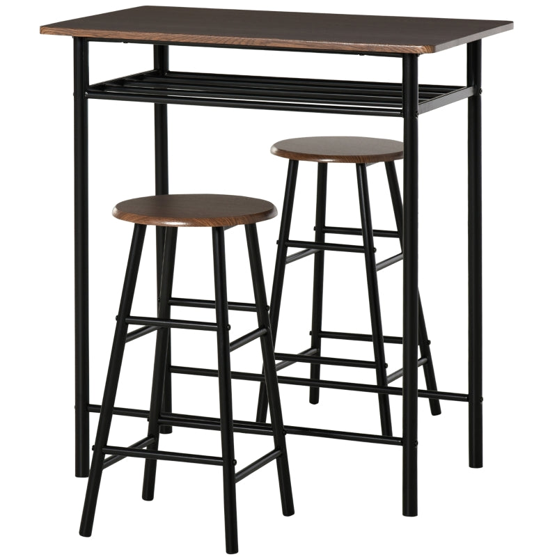 3-Piece Dining Kitchen Set with 1 Table and 2 Matching Chairs for Home Pub Cafe