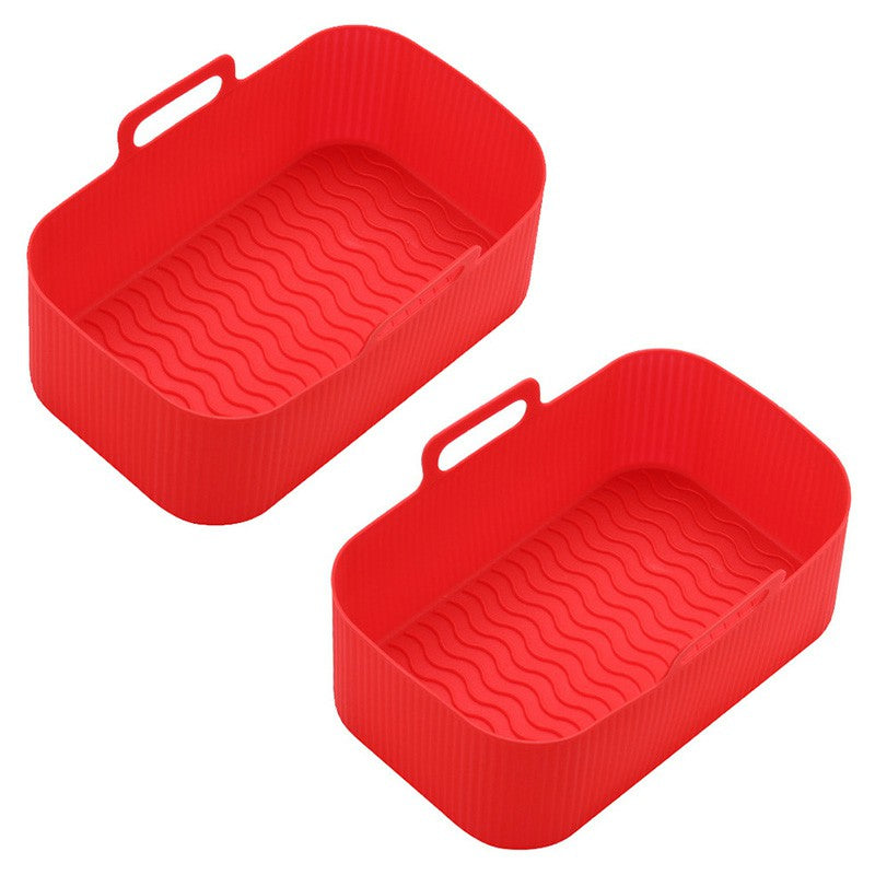 2PCS Air Fryer Silicone Tray Dish Dual 2 Basket Baking Pan Oven Pot Plate  Liner Dual
