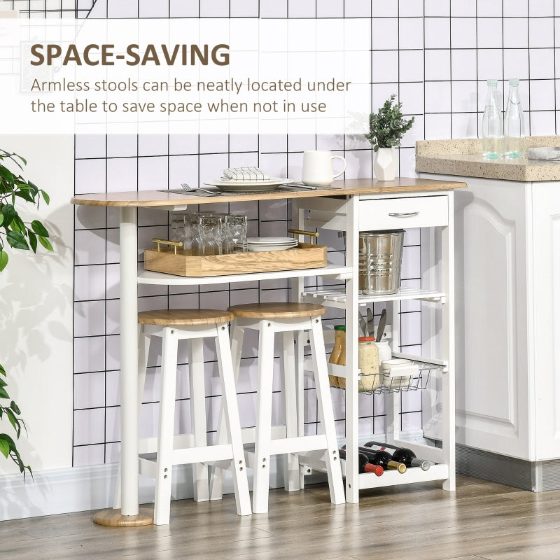 3 Piece Breakfast Bar table and Stools with Storage Shelf