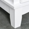 Freestanding Kitchen Storage Cabinet with Framed Glass Doors, Drawers, Microwave Counter- White