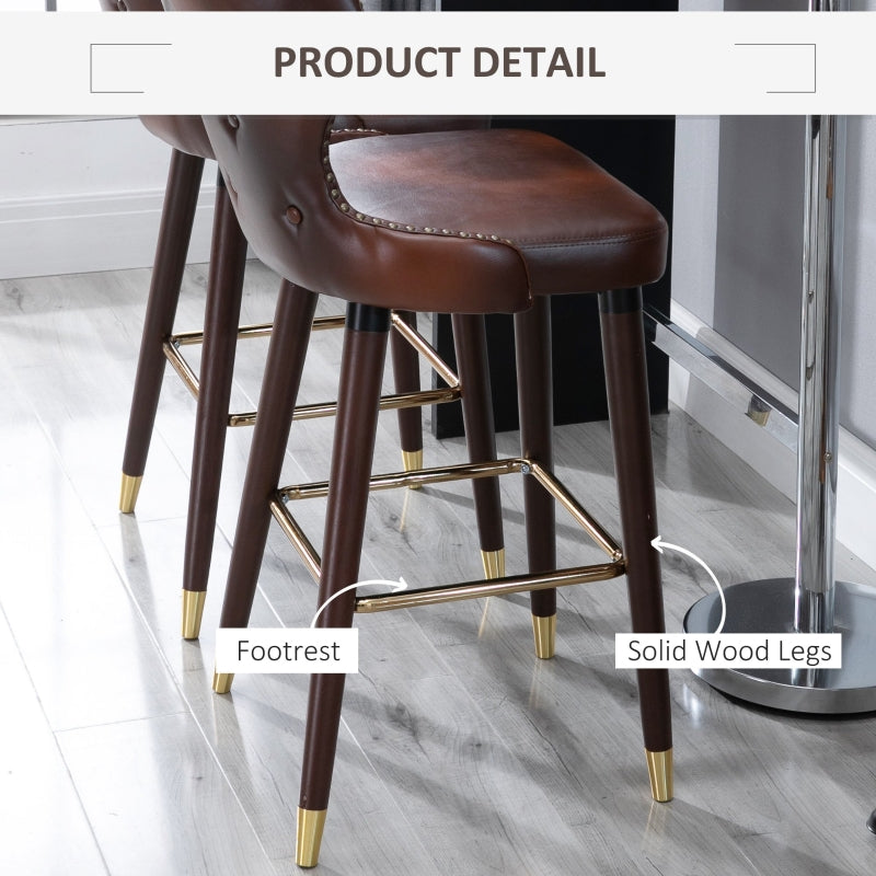 Set of 2 PU Leather Vintage Counter-Height Bar Chair