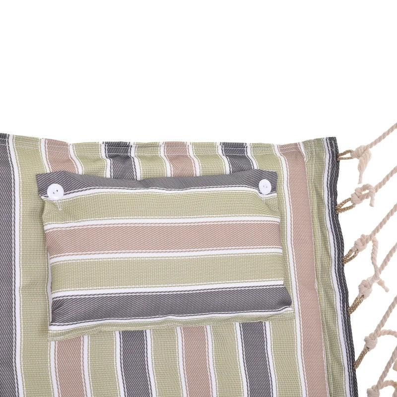 Outsunny hanging hammock chair with bright floral design, safe rope frame, and pillow top, measuring 100x106cm.