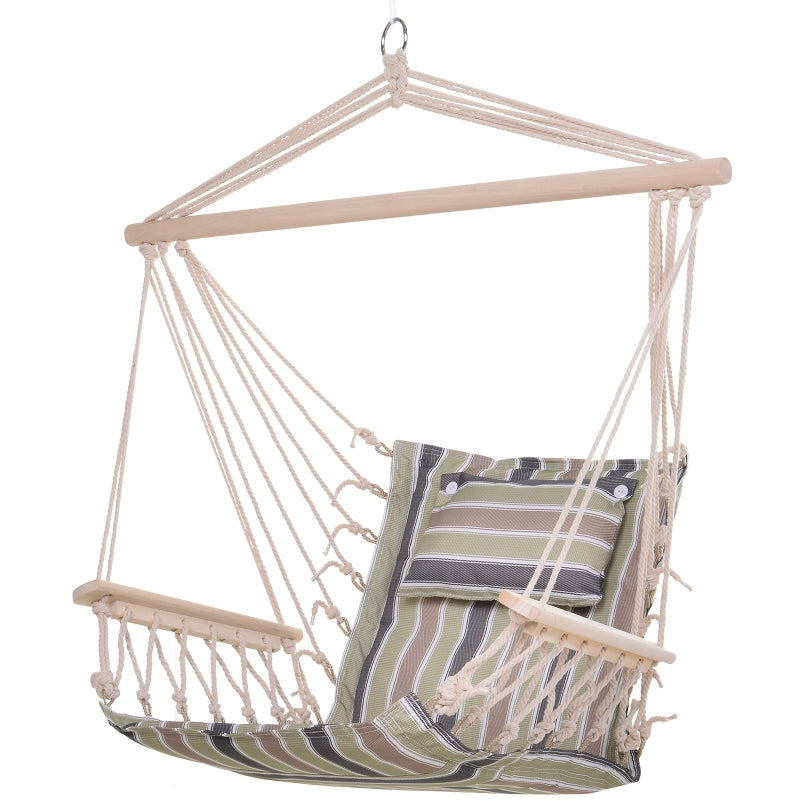 Outsunny hanging hammock chair with bright floral design, safe rope frame, and pillow top, measuring 100x106cm.