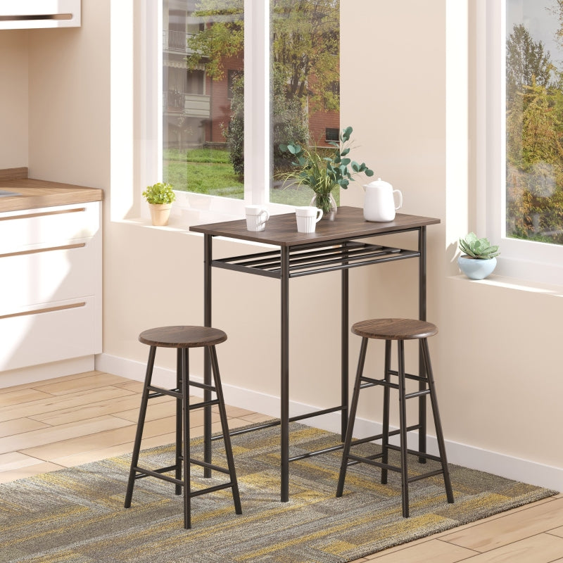 3-Piece Dining Kitchen Set with 1 Table and 2 Matching Chairs for Home Pub Cafe