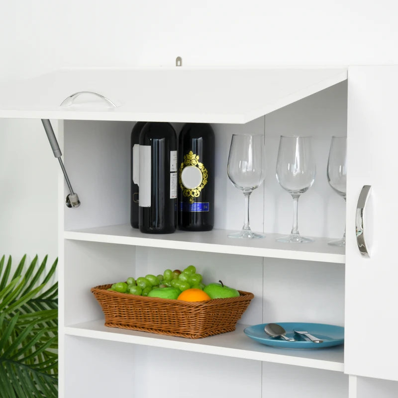 Freestanding Kitchen Storage Unit w/ Cupboard Open Compartments - White