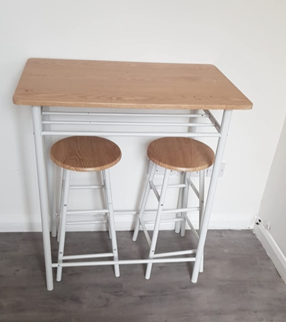 3-Piece Dining Kitchen Set with 1 Table and 2 Matching Chairs for Home Pub Cafe