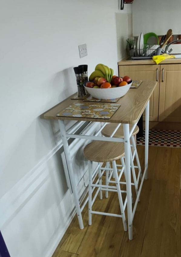 3-Piece Dining Kitchen Set with 1 Table and 2 Matching Chairs for Home Pub Cafe