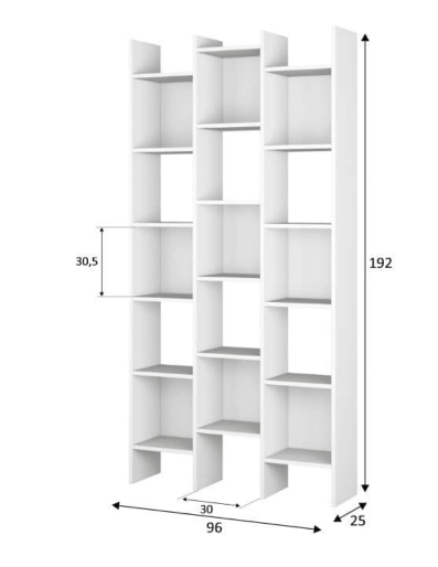 Lavish Kitchen Isle Modern Bookcase Triple Bookshelf White - Lavish Kitchen Isle