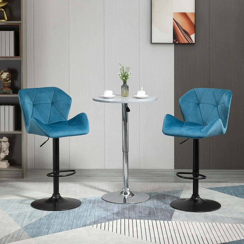 Set of 2 Adjustable Velvet Bar Stools Stylish Breakfast Stools for Kitchen, Home Bar, and Café with Footrest