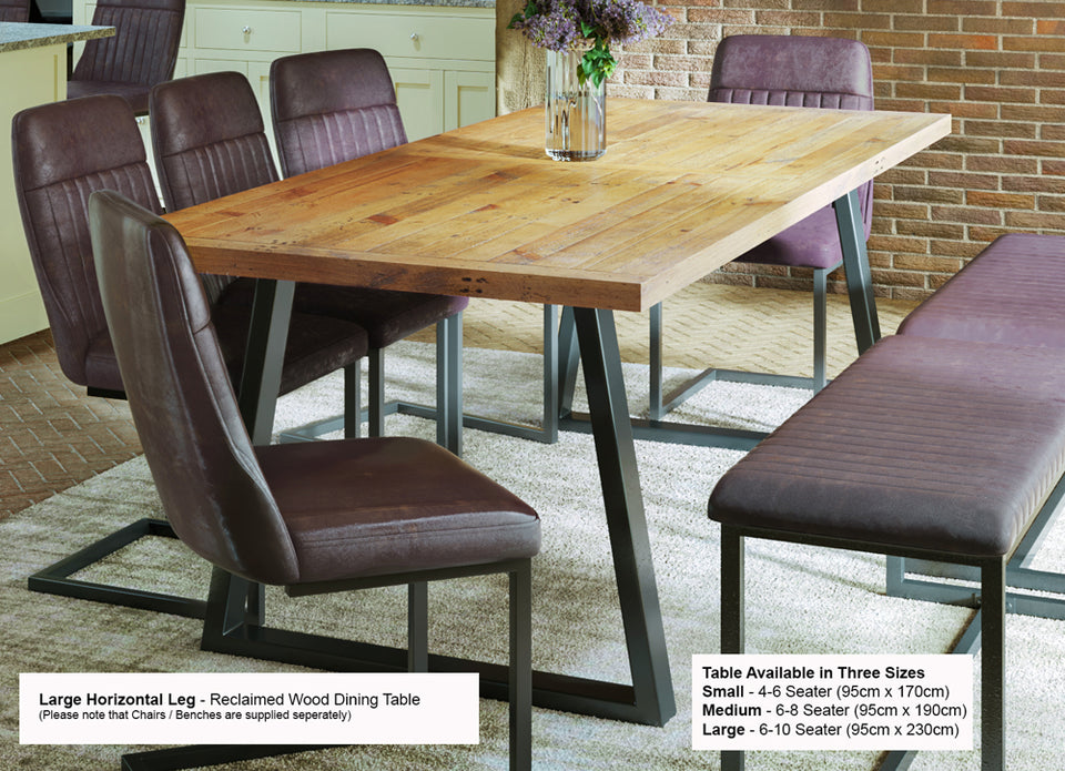 Urban Elegance - Reclaimed Dining Table (Horizontal Leg)