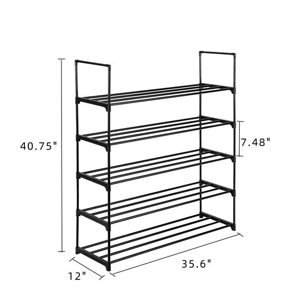 5 Tiers Shoe Rack Shoe Tower Shelf Storage Organizer For Bedroom, Entryway- Black - Lavish Kitchen Isle