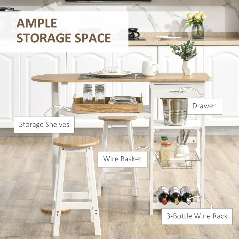 3 Piece Breakfast Bar table and Stools with Storage Shelf