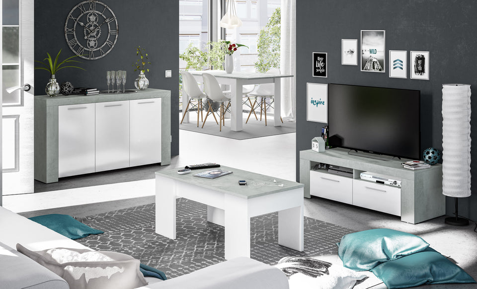Grey and White Concrete Effect Sideboard