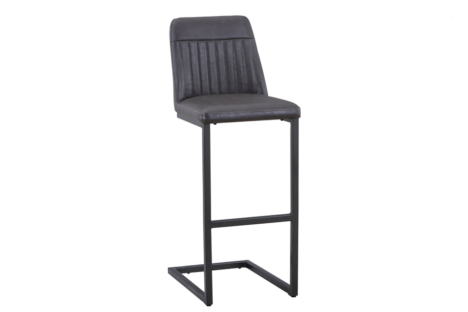 Vintage Grey Leather Bar Stool (Pack of Two)