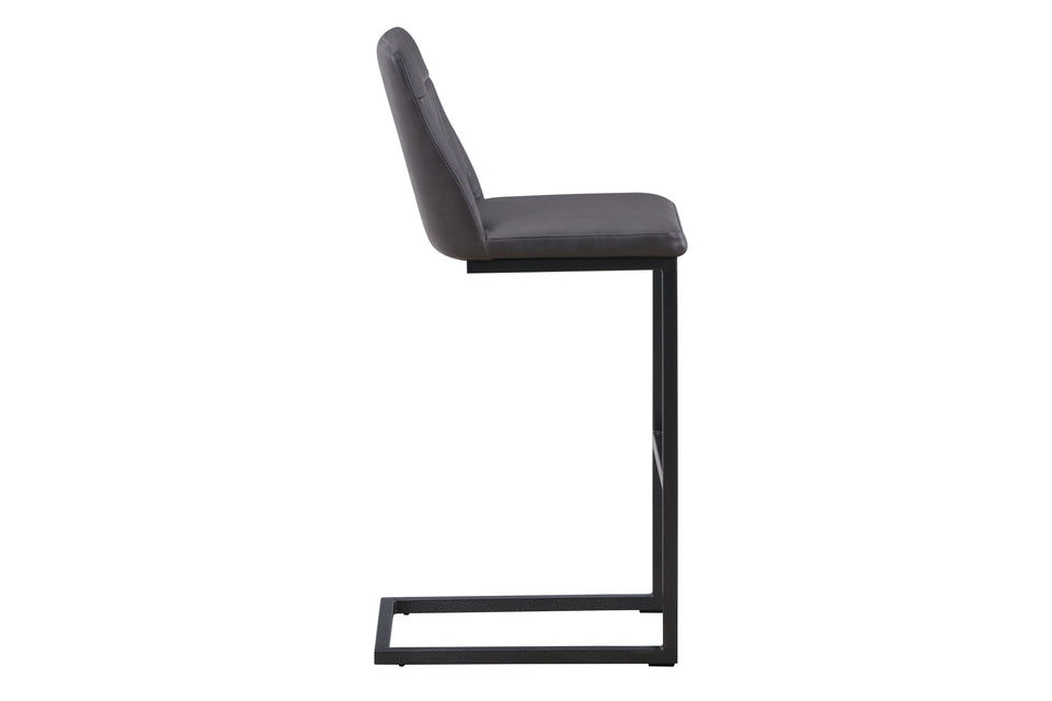 Vintage Grey Leather Bar Stool (Pack of Two)